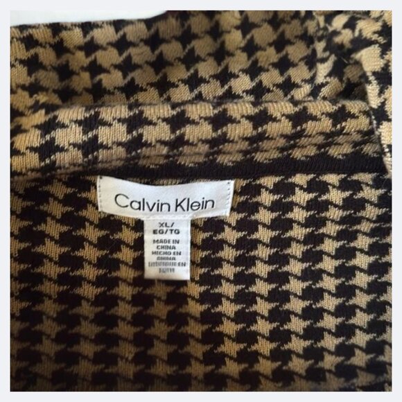 Calvin Klein Black & Tan Houndstooth Turtleneck Sweater Blouse Women's Size XL - Picture 2 of 8